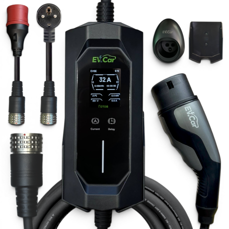 Зарядное EVCar Type2 6-32A B57 WiFi  (22кВт, 3 фазы, сменные вилки)